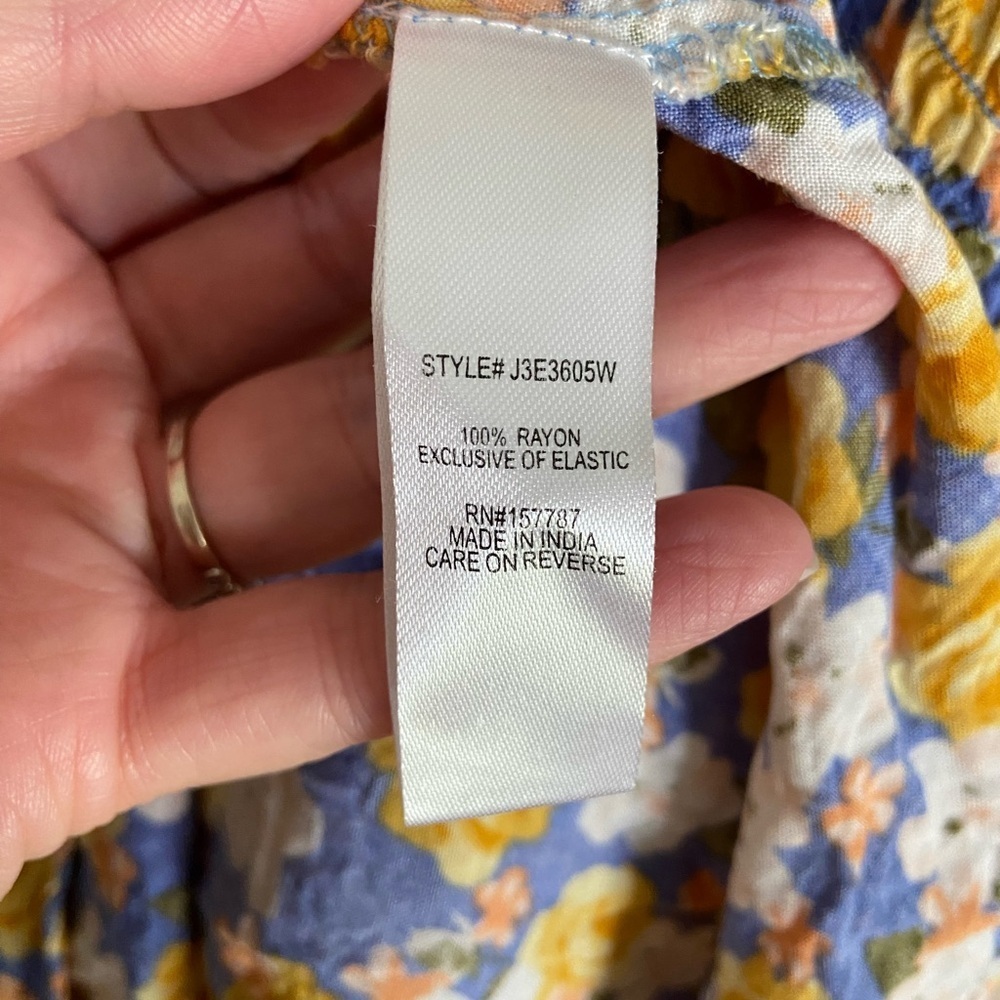 Jolie & Joy by FCT W/ Love Stretch Top Babydoll Floral Dress Ruffle Sleeve Sz L - Picture 4 of 8